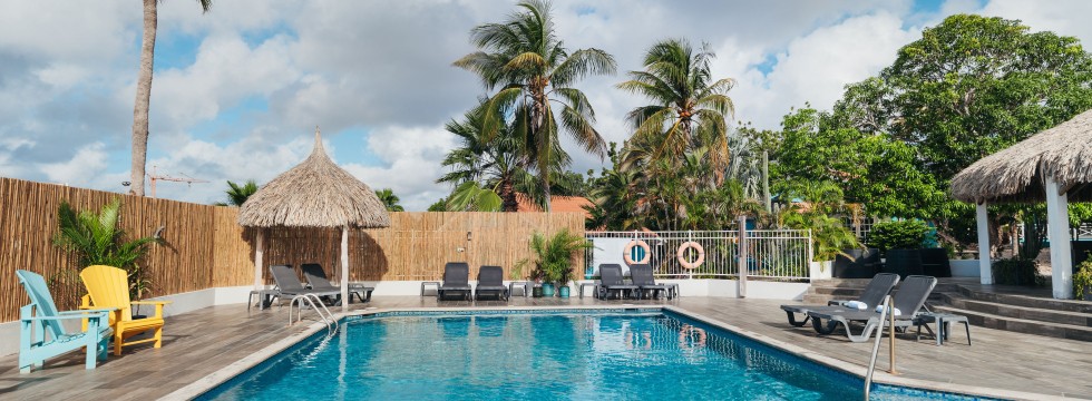 zwembad-en-palmboom-resort-curacao