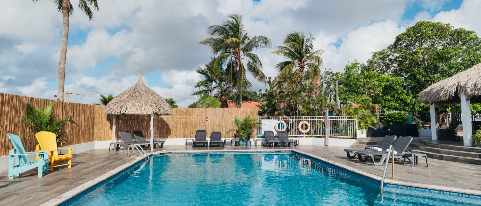 zwembad-en-palmboom-resort-curacao